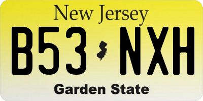 NJ license plate B53NXH