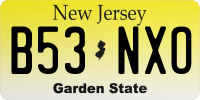 NJ license plate B53NXO