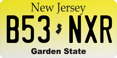 NJ license plate B53NXR