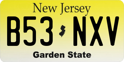 NJ license plate B53NXV