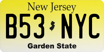 NJ license plate B53NYC