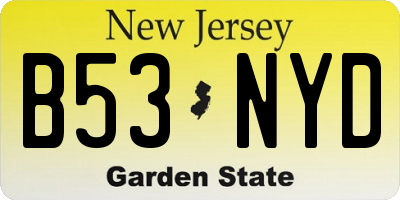 NJ license plate B53NYD