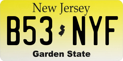 NJ license plate B53NYF