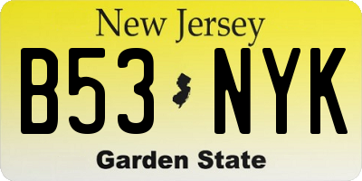 NJ license plate B53NYK