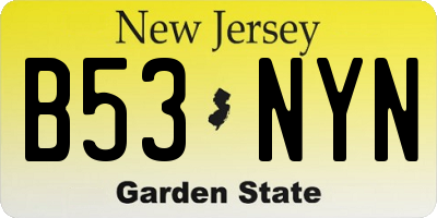 NJ license plate B53NYN