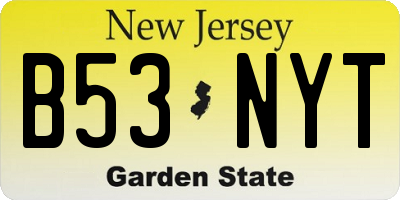 NJ license plate B53NYT