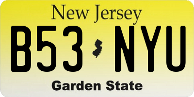 NJ license plate B53NYU