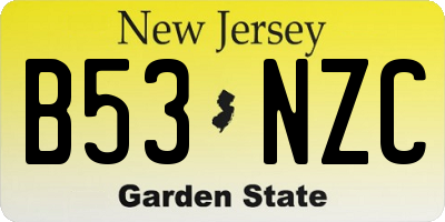 NJ license plate B53NZC