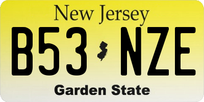 NJ license plate B53NZE