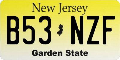 NJ license plate B53NZF