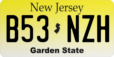 NJ license plate B53NZH