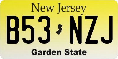 NJ license plate B53NZJ