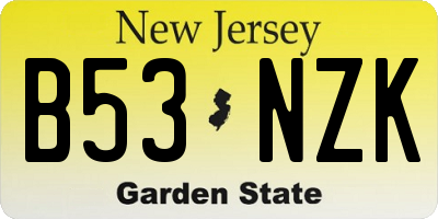 NJ license plate B53NZK