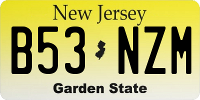 NJ license plate B53NZM