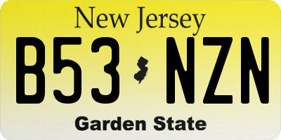 NJ license plate B53NZN