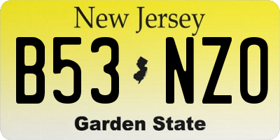 NJ license plate B53NZO