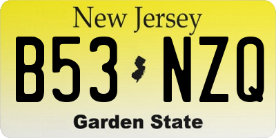 NJ license plate B53NZQ