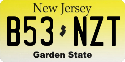 NJ license plate B53NZT