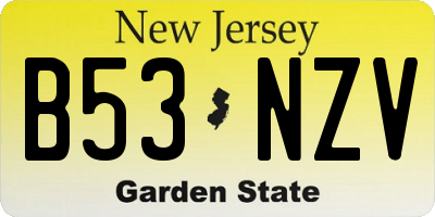 NJ license plate B53NZV