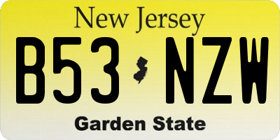 NJ license plate B53NZW