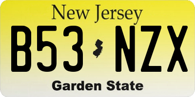 NJ license plate B53NZX