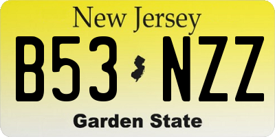 NJ license plate B53NZZ