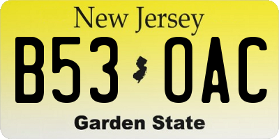 NJ license plate B53OAC