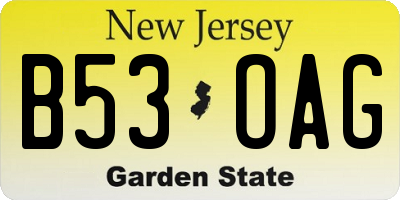 NJ license plate B53OAG