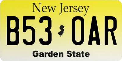 NJ license plate B53OAR