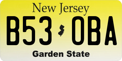 NJ license plate B53OBA