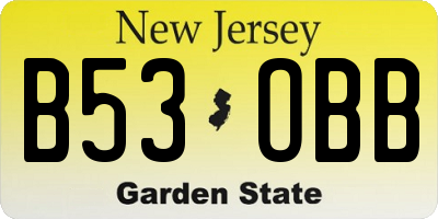 NJ license plate B53OBB