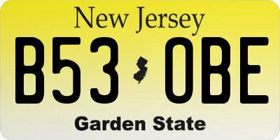 NJ license plate B53OBE