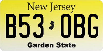 NJ license plate B53OBG