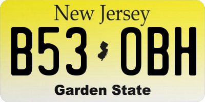 NJ license plate B53OBH