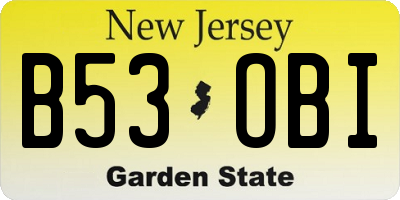 NJ license plate B53OBI