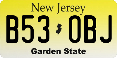NJ license plate B53OBJ