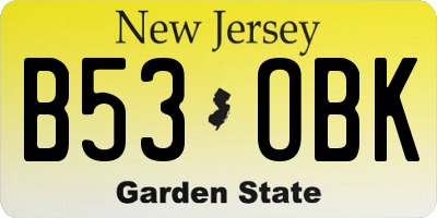 NJ license plate B53OBK