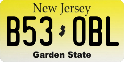 NJ license plate B53OBL
