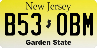 NJ license plate B53OBM