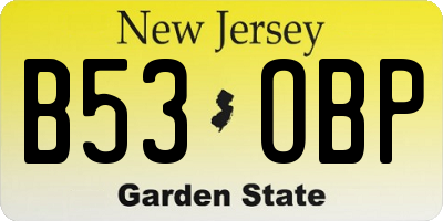 NJ license plate B53OBP