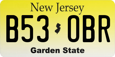 NJ license plate B53OBR