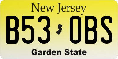 NJ license plate B53OBS