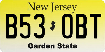 NJ license plate B53OBT