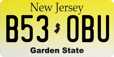 NJ license plate B53OBU