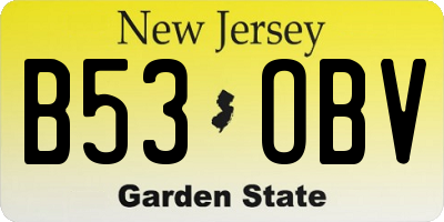 NJ license plate B53OBV