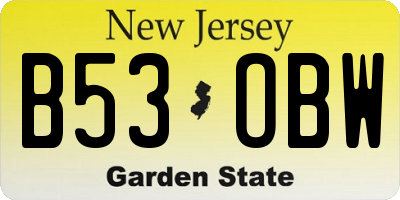 NJ license plate B53OBW