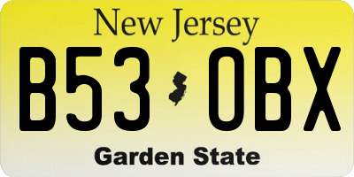 NJ license plate B53OBX