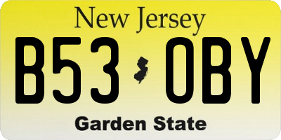 NJ license plate B53OBY