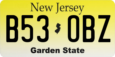 NJ license plate B53OBZ