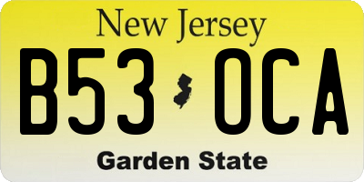 NJ license plate B53OCA